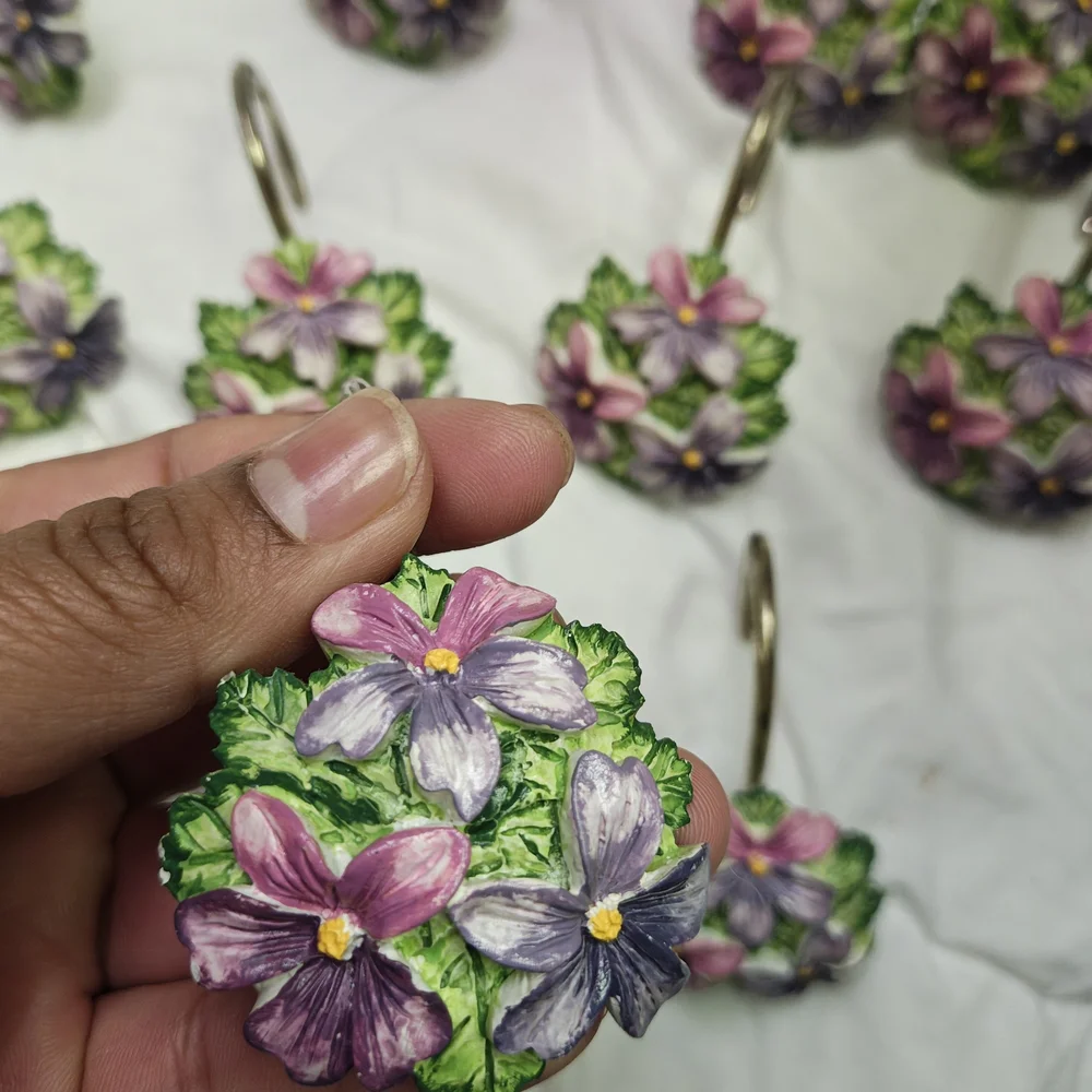 Floral Shower Curtain Hooks - Picture 2 of 3